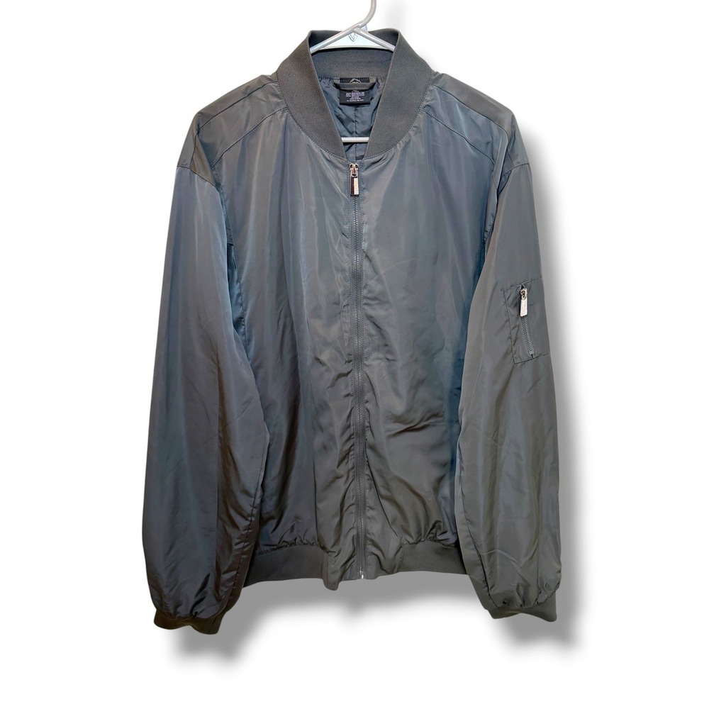 True Classic Bomber Jacket Mens XL Gray Lightweight Full Zip Utility Coat NWOT